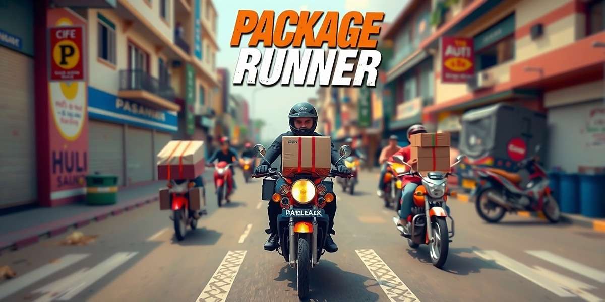 Package Runner Official Cover Package Runner game cover showing delivery vehicles in Indian street